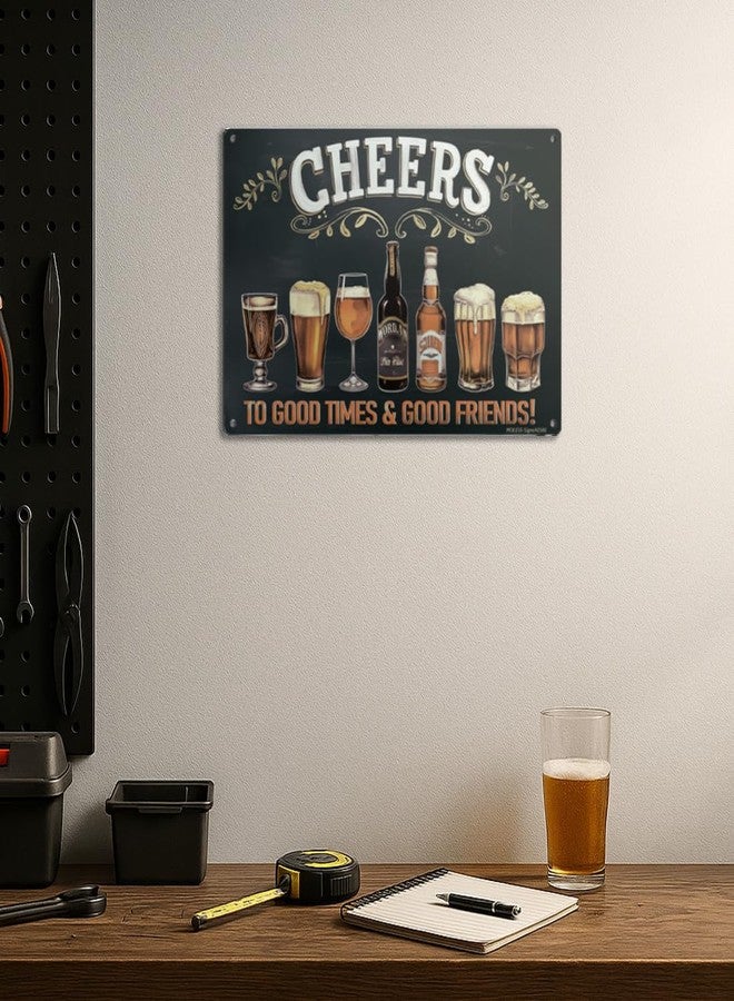 لوحة "Cheers to Good Times" عتيقة من MOLESS، مثالية لتزيين البارات أو غرف الرجال - لوحة معدنية متينة مقاس 12 × 8 بوصة، تُستخدم كديكور جداري للبار المنزلي/القبو/المرآب/غرفة الرجال، 2346 - Image 2
